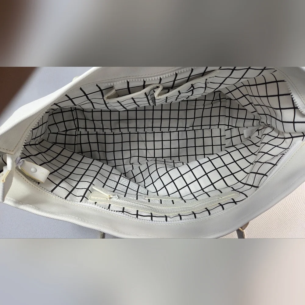 Lacoste Cream White Tote Bag Croc Logo